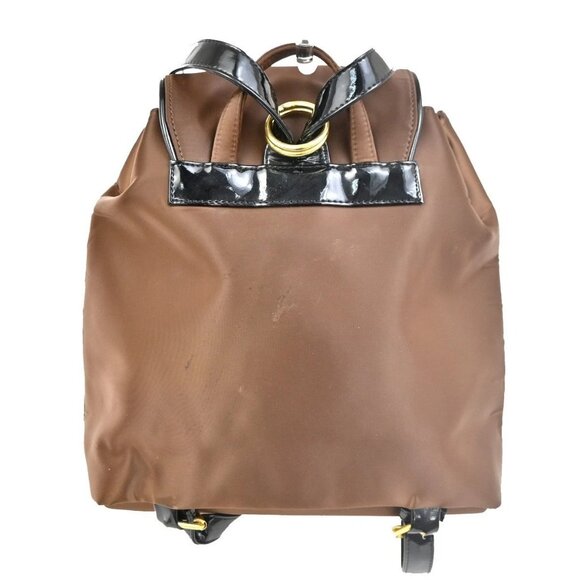 BALENCIAGA Logo Backpack Shoulder Bag Nylon Patent Leather Brown GHW 07TA443 main image 4